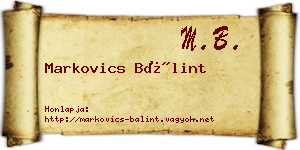 Markovics Bálint névjegykártya